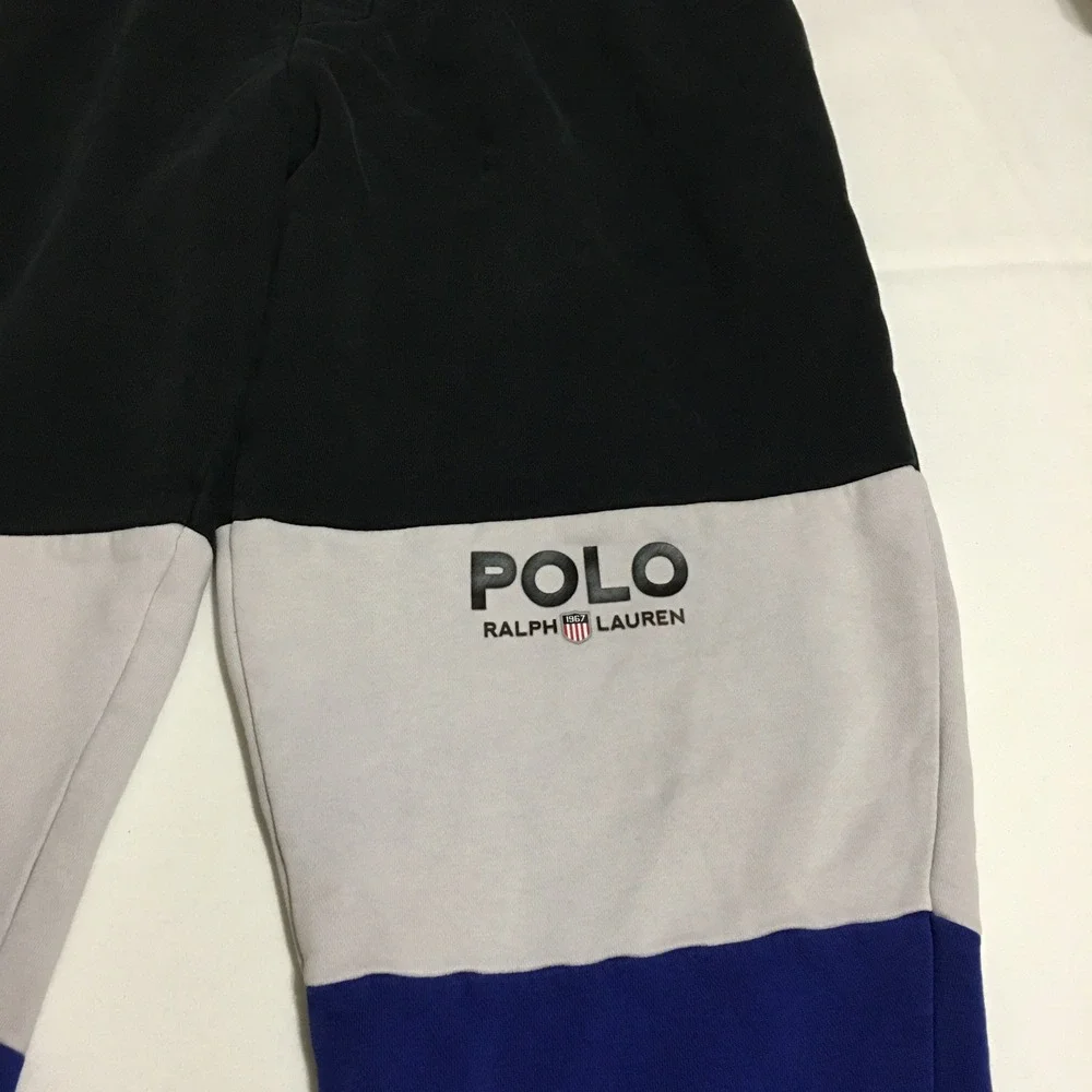 Polo Ralph Lauren Joggers Men 2XL Sweatpants Black White Blue Colorblock